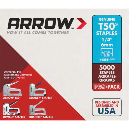 Arrow T50 Pro-Pack Heavy-Duty Staple, 1/4 In. (5000-Pack)