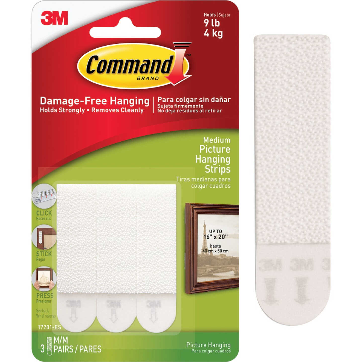 Command 20 Lb. Picture Hanging Strips, White, 4 Pairs - Baller Hardware