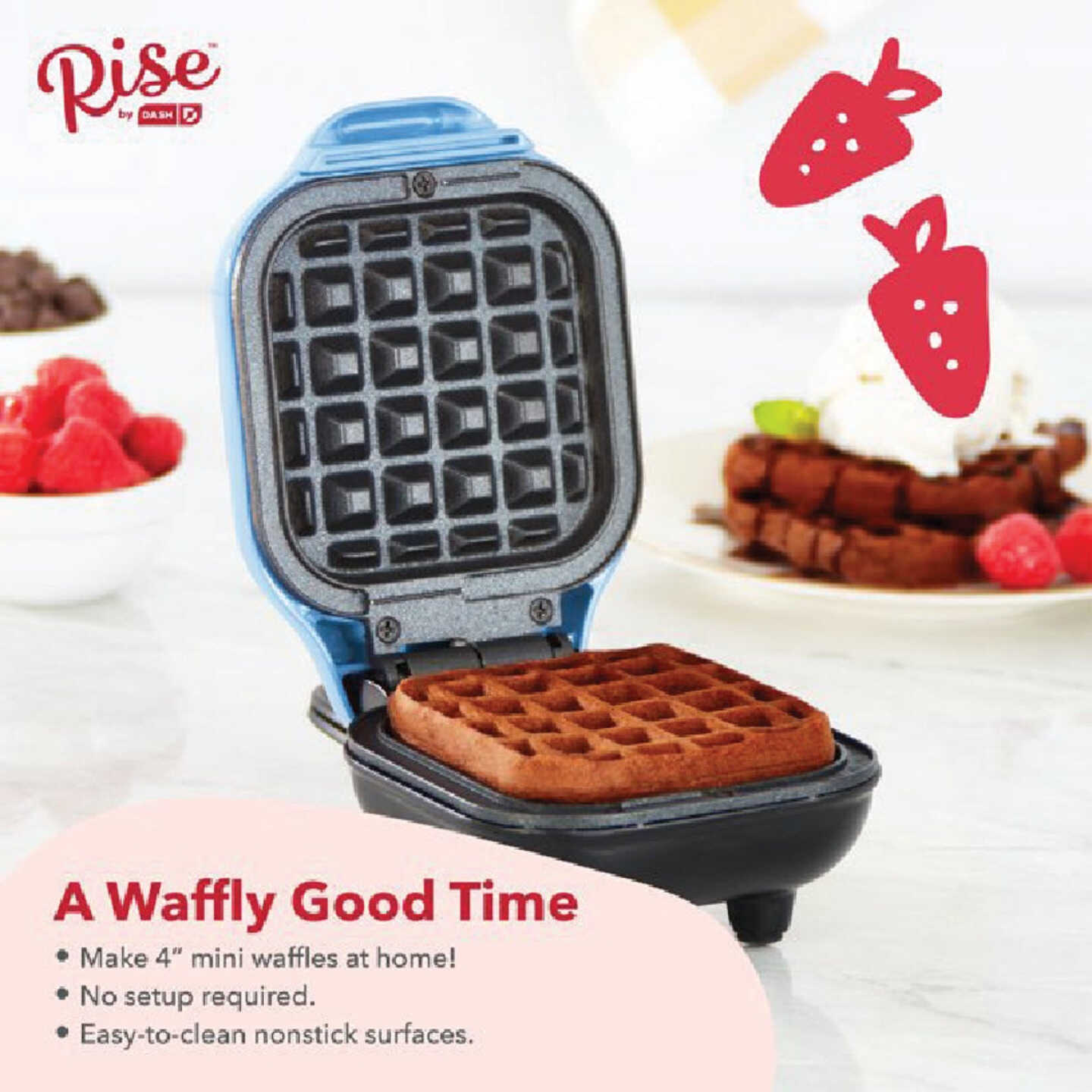 Rise by Dash Mini Waffle Maker, Blue Sky