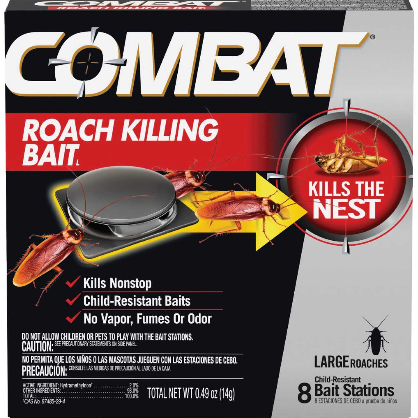Combat Source Kill Max 0.49 Oz. Solid Large Roach Bait Station (8