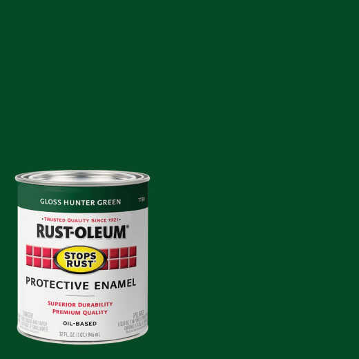 Rust-Oleum Stops Rust Oil Based Gloss Protective Rust Control Enamel, Hunter Green, 1 Qt.