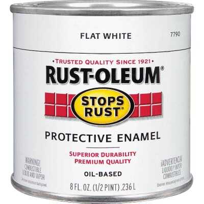 Rust-Oleum Stops Rust Oil Based Flat Protective Rust Control Enamel, White, 1/2 Pt.