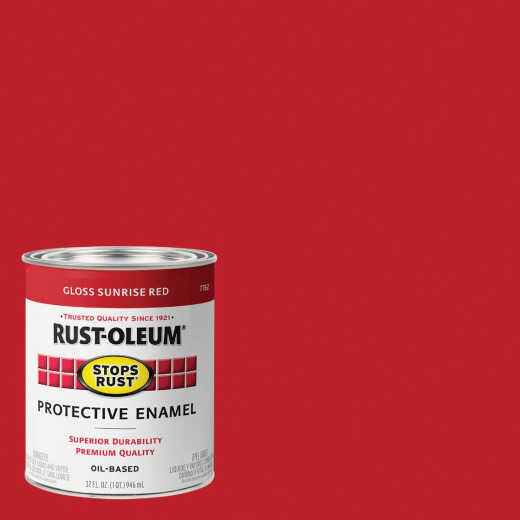 Rust-Oleum Stops Rust Oil Based Gloss Protective Rust Control Enamel, Sunrise Red, 1 Qt.