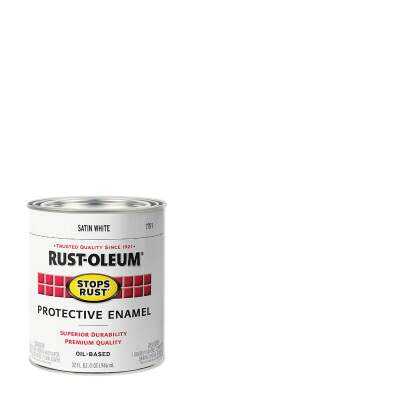 Rust-Oleum Stops Rust Oil Based Satin Protective Rust Control Enamel, White, 1 Qt.