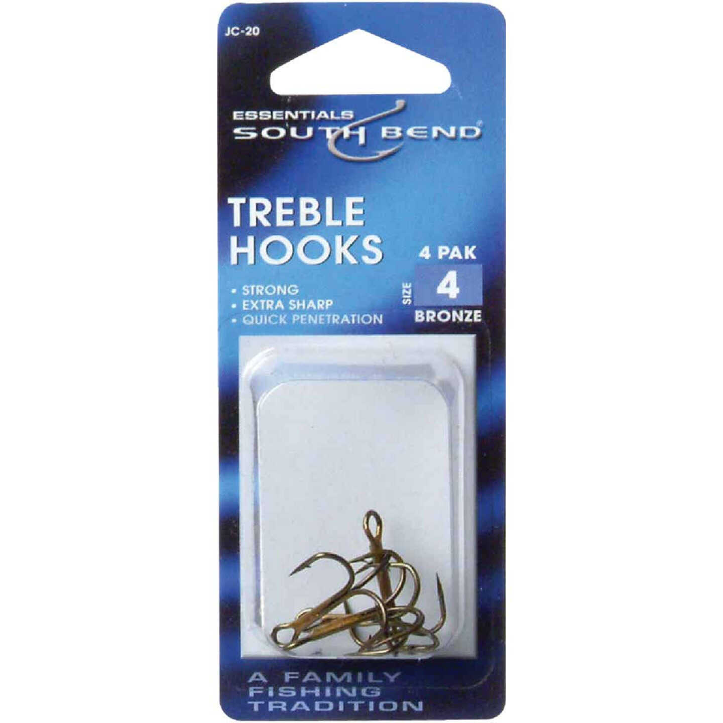 SouthBend Size 4 Bronze Treble Fishing Hook (4-Pack) - Baller Hardware
